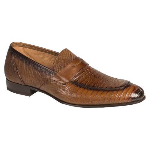 Mezlan "Lipari" 4162-L Cognac Genuine Lizard Loafer Shoes.